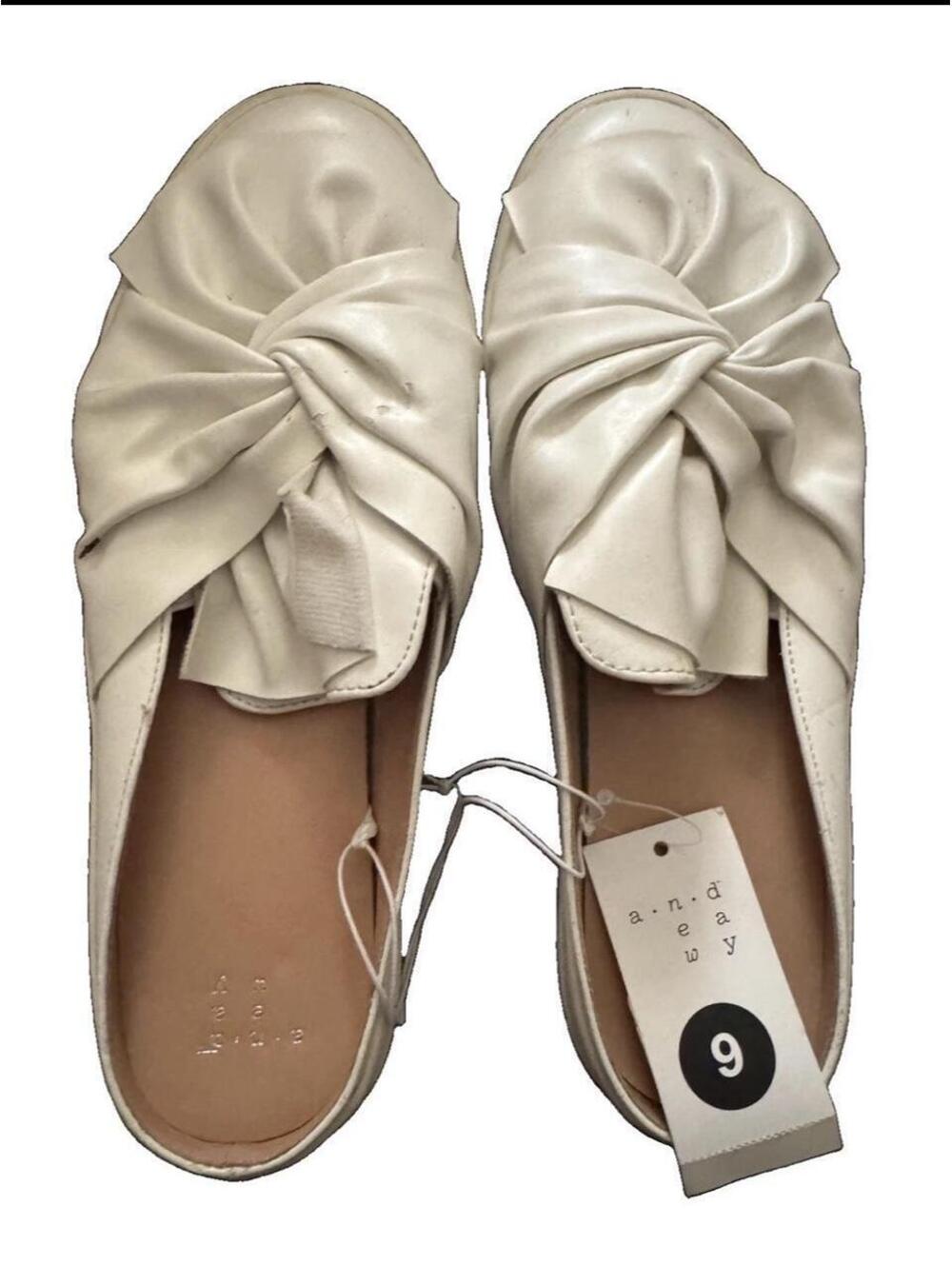 NWT A New Day Cream White Knotted Mule Loafers - Size 9
